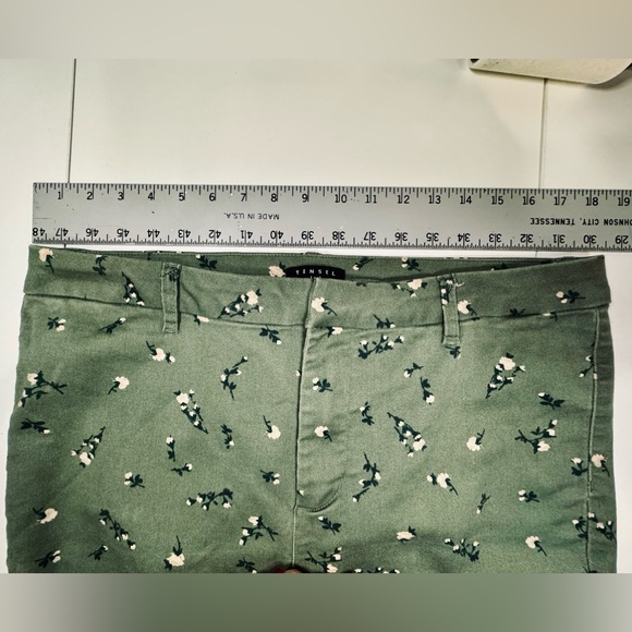 Anthropologie Tinsel Green Floral Print Pants Stretch Skinny Chino SZ 31 - Picture 12 of 16